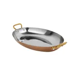 Сковорода овальная с двумя латунными ручками, нержавеющая сталь с медным покрытием, 30х20х4,1 см COS