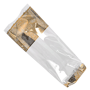 Упаковка конд.с узором[100шт] полипроп.,картон ,L=22,B=10см прозр.,золотой