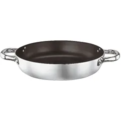 Frying pan 2 handles  Teflon, aluminum  D=400, H=75, L=530, B=400mm  black, metal.