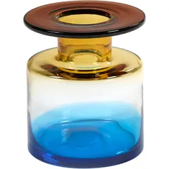 Vase glass D=18.5,H=22,B=22.9cm blue,amber.