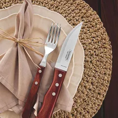 Нож для стейка «Поливуд» металл,дерево ,L=250/125,B=10мм красный, изображение 2