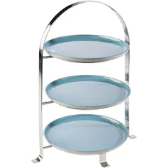 Этажерка 3 яруса для тарелок металл,хромирован. D=18/27,H=43,L=33,B=24см металлич., изображение 2