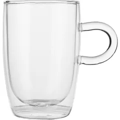 Mug for hot drinks “Prootel” double walls  thermal glass  300 ml  D=77, H=118, L=115mm  clear.