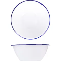 Салатник эмалированный сталь 0,5л D=150,H=55мм белый,синий, изображение 2