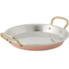 Frying pan with 2 handles for paella without lid  copper, tin  D=30, H=4cm  copper