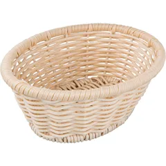 Oval wicker bread basket  polyrottan , H=8, L=23, B=18cm  beige.