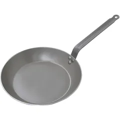 Frying pan 2 handles  white steel  D=40, H=7, L=73 cm  metal.