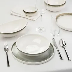 Тарелка «Айсио» с высоким бортом фарфор ,H=28,L=202,B=187мм белый,серый, изображение 4