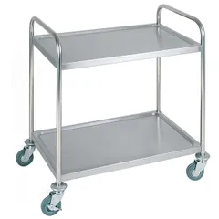 Serving trolley, 2 tiers  stainless steel , H=93, L=91, B=59cm  silver.