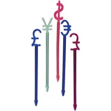 Пики для канапе «Валюты»[300шт] полистирол ,L=82мм разноцветн.