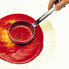 Ladle for pizza sauce  stainless steel, plastic  100 ml , H=7, L=28, B=7cm  metallic, black