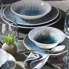 Тарелка «Нанокрем Блю» мелкая фарфор D=270,H=26мм голуб., изображение 4