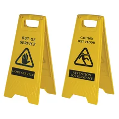 Sign in English and French. “Wet floor” plastic ,H=61cm