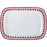 Тарелка «Мезень» Принц Лебеди прямоугольная фарфор ,H=27,L=240,B=153мм белый,красный