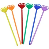 Мешалка «Сердечко»[50шт] пластик ,L=20см разноцветн.