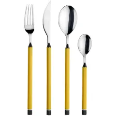 Cutlery set “Matite” [24 pcs]  stainless steel, plastic  metallic, yellow.
