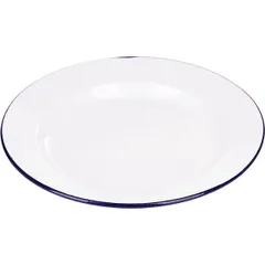 Тарелка мелкая эмалированная сталь D=26см белый,синий, изображение 2