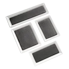 Блюдо для подачи сланец натур. ,H=5,L=240,B=150мм черный, изображение 3