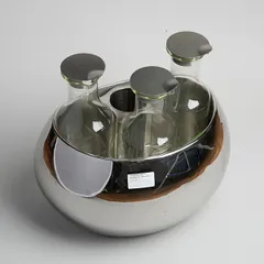 Емкость для охлаждения бутылок + 3 графина уцененная сталь нерж.,стекло D=35,H=32см металлич.