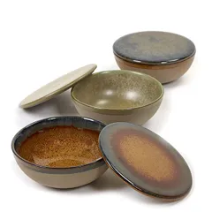 Салатник «Серфис» с крышкой керамика D=13,H=5см коричнев., изображение 2