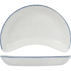 Блюдо «Блю Дэппл» полумесяц фарфор ,H=25,L=200,B=115мм белый,синий