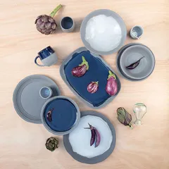 Тарелка «Нау» мелкая керамика D=23,H=2см синий,серый, изображение 4