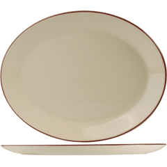 Dish “Claret” oval  porcelain ,H=24,L=300,B=235mm beige, burgundy