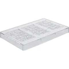 Mold for chocolate “Tile” on a sheet 275*175mm [3 pieces]  polycarbonate , H=13, L=117, B=71mm  clear.