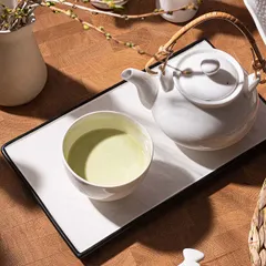 Блюдо для подачи фарфор ,H=15,L=300,B=170мм белый,черный, изображение 2