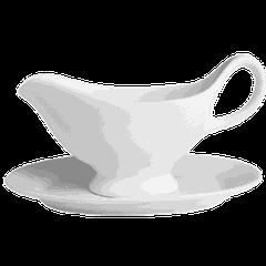 Соусник «Бистро» с блюдцем фарфор 125мл ,H=10,3,L=17,3,B=12см белый