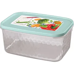 Food container with lid  polyprop. 1.3l ,H=80,L=180,B=125mm transparent,blue.