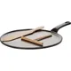 Сковорода для блинов с лопаткой и шпателем чугун,дерево D=300,H=45,L=430мм черный,бежев.