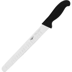 Knife for thin slicing with a grooved blade  stainless steel , L=25cm  black, metal.