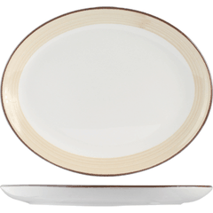 Dish "Chino" oval  porcelain , H=30, L=340, B=265mm  white, beige.