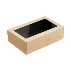 Контейнер бумажный OneBox с крышкой картон 1,9л ,H=6,L=23,B=14см черный