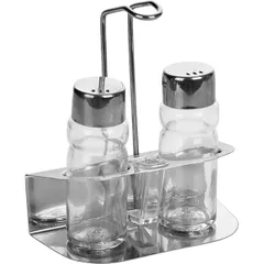 Set salt/pepper+steel/toothed  glass, stainless steel  transparent, metal.