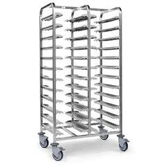 Double trolley for trays and gastronorm containers 1/1, 24 tiers  stainless steel , H=170, L=92.5, B=62 cm  silver