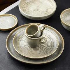 Тарелка «Агава» с бортом фарфор D=205,H=25мм зелен., изображение 4