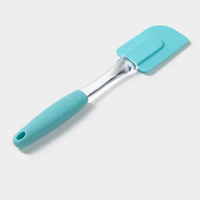 Лопатка кухонная «Профи» (до +90 °C) пластик,силикон ,L=24см голуб., изображение 2