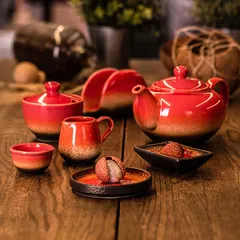 Чайник заварочный «Агат» фарфор 0,8л D=87,H=90,L=190мм красный, изображение 3