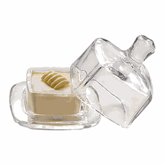 Масленка с крышкой стекло ,H=9,L=9,B=9см прозр.