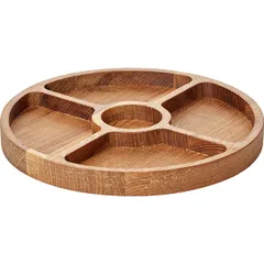 Менажница 5 секций круглая, вставка из натурального сланца дуб D=250,H=25мм деревян., изображение 2