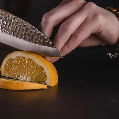 Нож кухонный «Нара» односторонняя заточка сталь нерж.,дерево ,L=220/105,B=36мм металлич.,тем.дерево, изображение 5