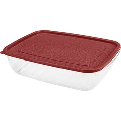 Container for products with a lid for the microwave  polyprop.  5 l , H=85, L=352, B=256mm  transparent, burgundy