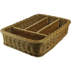 Органайзер для столовых приборов «Корзина» 4 отделения полиротанг ,H=8,L=36,B=26см коричнев.