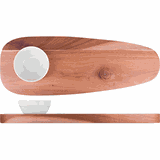 Доска для подачи без корзины, с соусником для картошки фри дерево,фарфор ,H=40,L=305,B=125мм