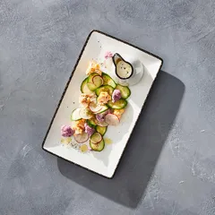 Блюдо «Чакоул Дэппл» прямоугольное фарфор,фарфор ,L=27,B=16,8см белый,черный, изображение 3