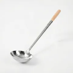 Половник с деревянной ручкой сталь нерж.,дерево 220мл D=115,H=40,L=465мм металлич.,деревян.