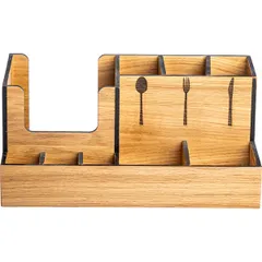 Органайзер для столовых приборов 9 отделений дуб,лак ,H=14,L=31,B=18,5см деревян., изображение 2