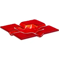 Ashtray glass ,H=20,L=128,B=128mm red,clear.